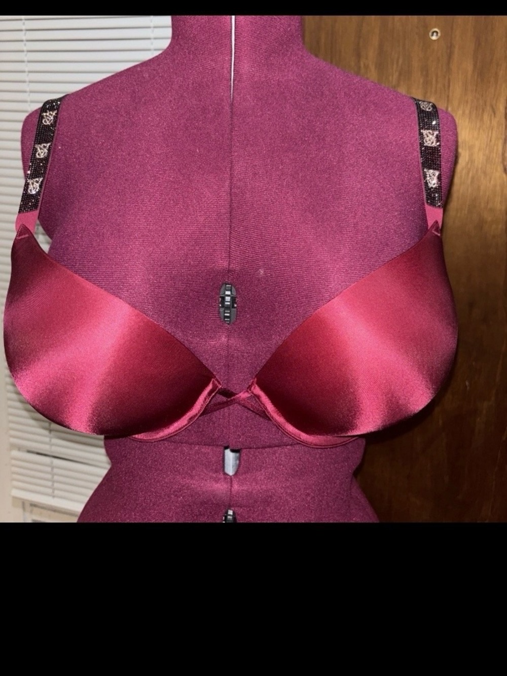 Victoria's Secret Very Sexy Shine Strap Push Up Bra, Wine Red Monogram 38DD